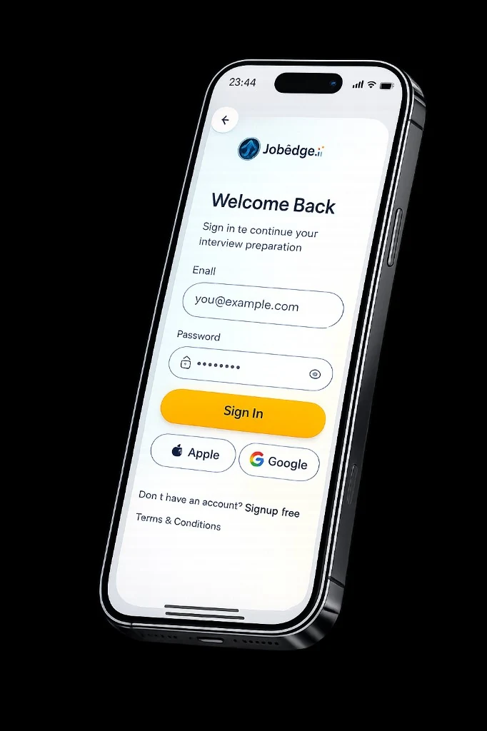JobedgeAi mobile sign in screen